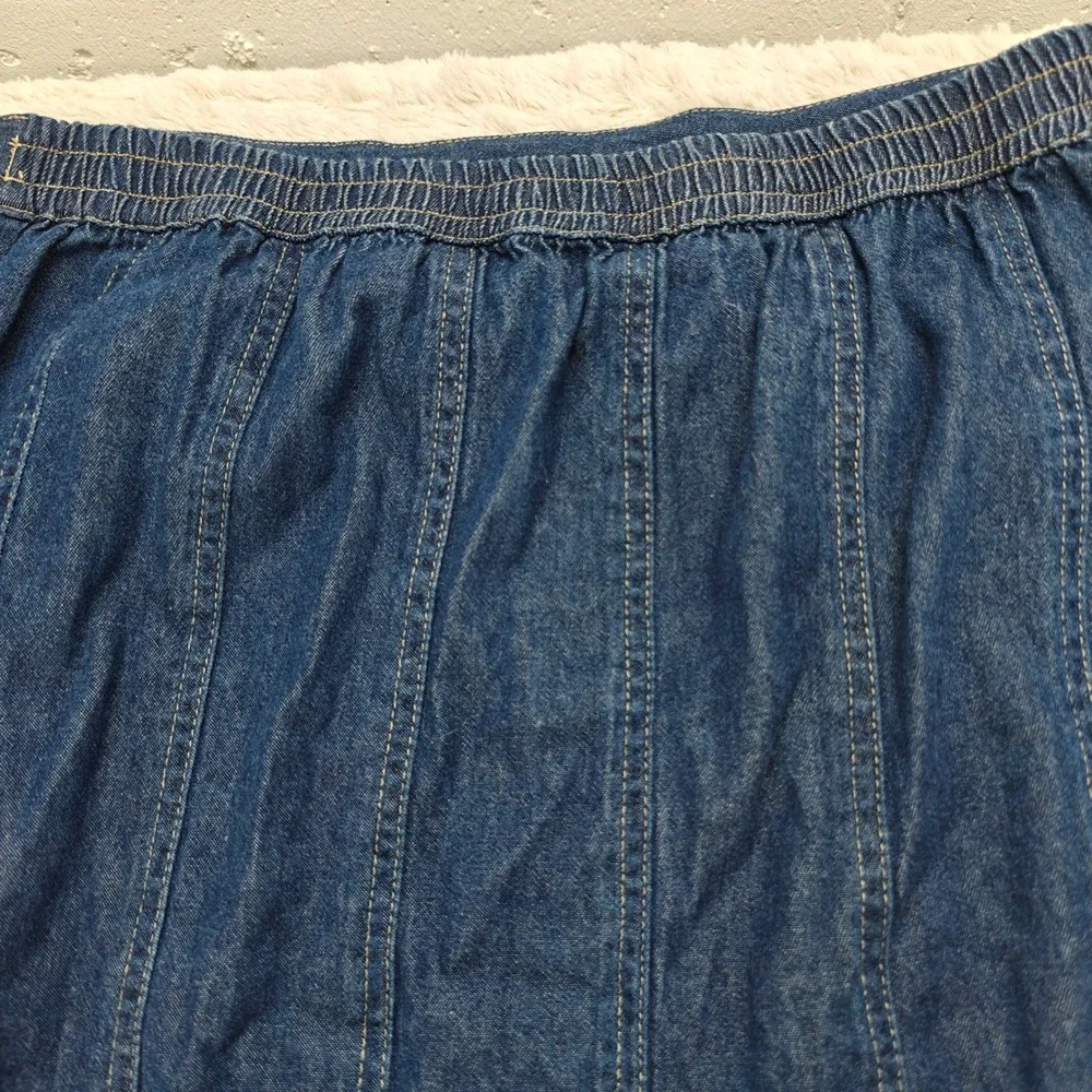 VTG Denim Mermaid Midi Skirt Womens M Studio West Cottagecore Praire Cowgirl - Picture 9 of 11